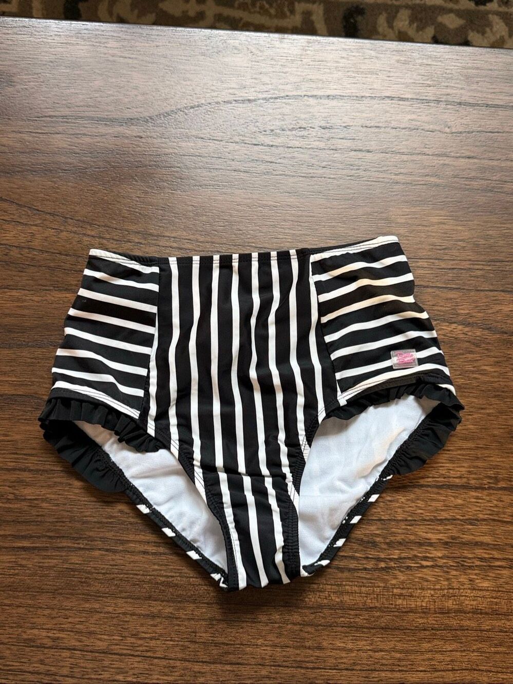 Ruffle butts Black and White Striped Bikini Bottoms Girls 14